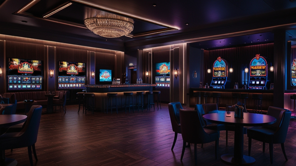 Smartphone mit erster App-Nutzung in dunkler Casino-Atmosphäre